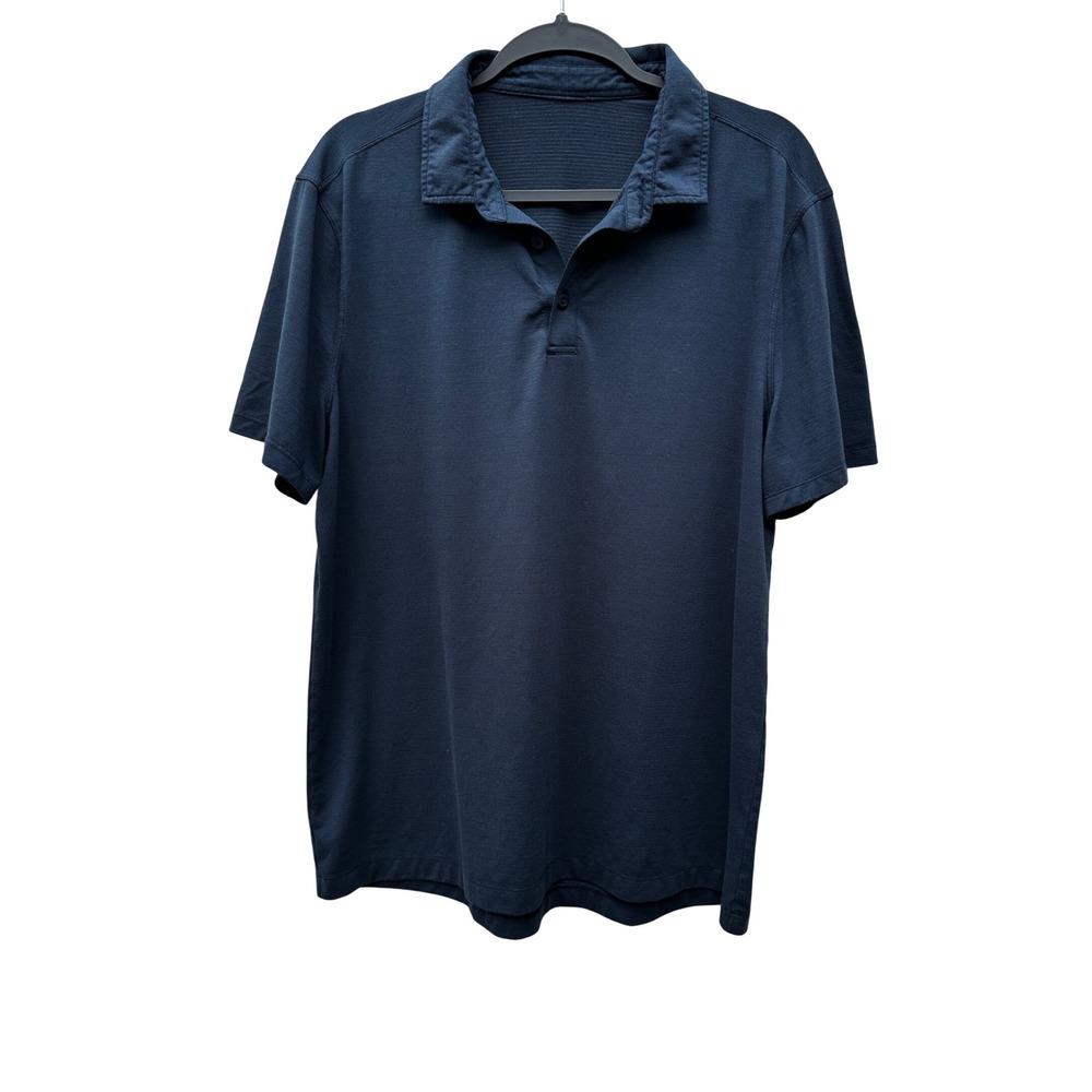 Lululemon Evolution Polo Shirt Men XL Navy Blue Short Sleeve Golf Top